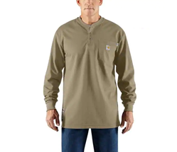Men's Carhartt FR Force Cotton Long Sleeve Henley | Khaki 