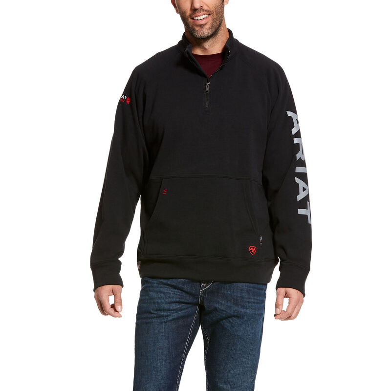Primo | Ariat 1/4 Log Resistant Sweater Zip Black Fleece 10027917 Flame