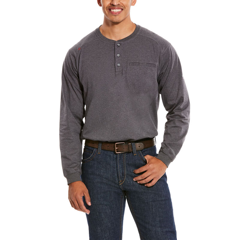 Ariat Flame Resistant Charcoal Heather Air Henley Top