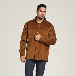 Ariat Flame Resistant DuraStretch Sherpa-Lined Corduroy Shirt Jacket | Camel 