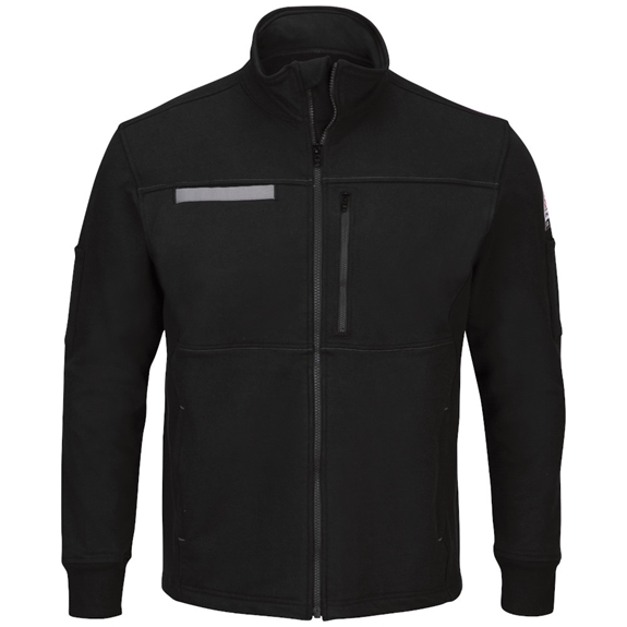 Bulwark FR Men's Zip Up Fleece Jacket in Black | SEZ2BK