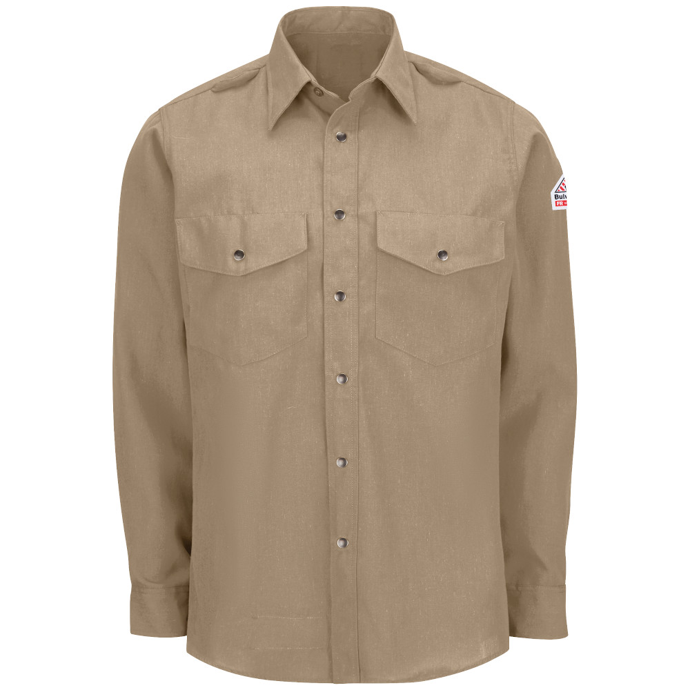 Bulwark Flame Resistant 4.5 oz Snap Front Nomex Uniform Shirt Tan SNS2TN