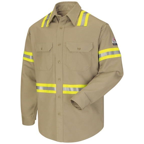 Bulwark FR Enhanced Visibility Uniform Shirt in Khaki | SLDTKH