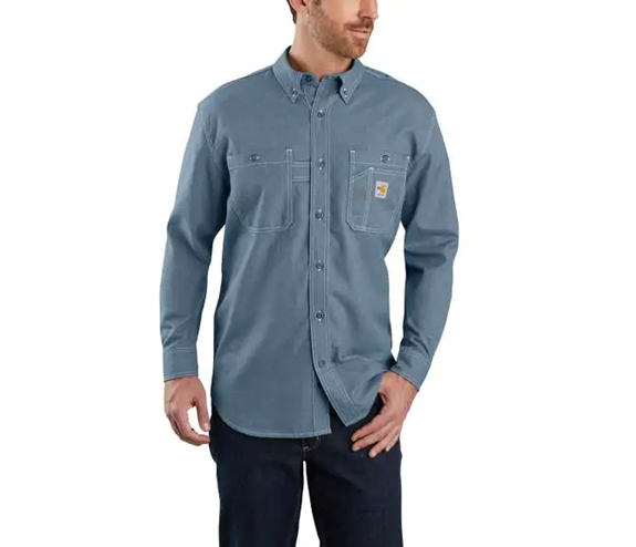 Carhartt Men's Force Navy Flame-Resistant Long Sleeve Cotton T-Shirt