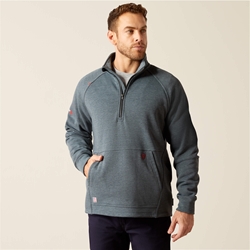 Mens Ariat FR Primo Fleece 2.0 1/4 Zip Sweater | Charcoal Gray flame,resistant,retardant,frc,quarter,oil,gas,construction,electric