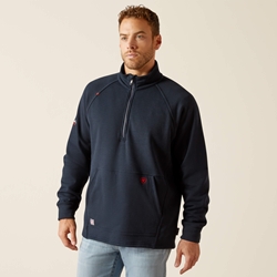 Mens Ariat FR Primo Fleece 2.0 1/4 Zip Sweater | Navy flame,resistant,retardant,frc,quarter,oil,gas,construction,electric