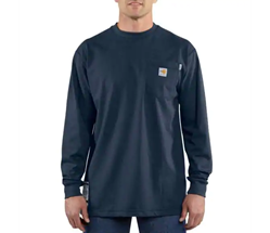 Men's Carhartt FR Force Cotton Long Sleeve T-Shirt | Navy 