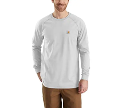 Men's Carhartt FR Force Cotton Long Sleeve T-Shirt | No Pocket | Light Gray 
